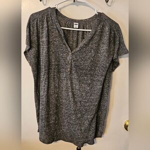 Old Navy Gray Relaxed Buttoned Short Sleeve T-Shirt